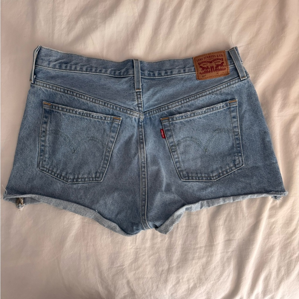 Levi's Button Fly Light Blue Jean Shorts
